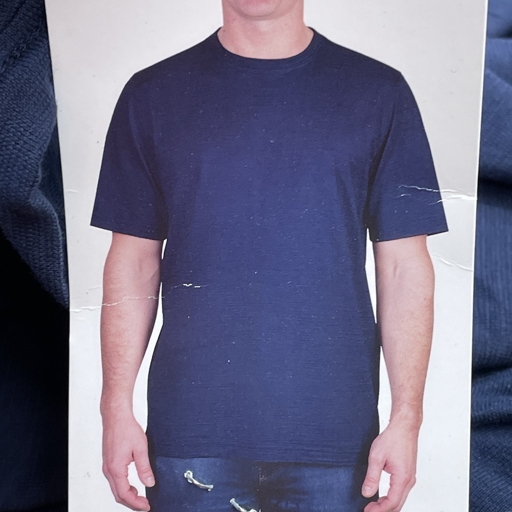 Kirkland Signature Men's M Pima Cotton Short Sleeve Slub Tee Blue e1142